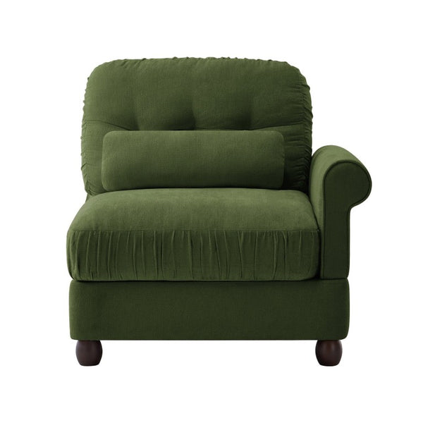 English Elm Melbourne Chenille Modular Sofa Tufted Back Ruffled Cushions Retro Living Room Green W714P541747