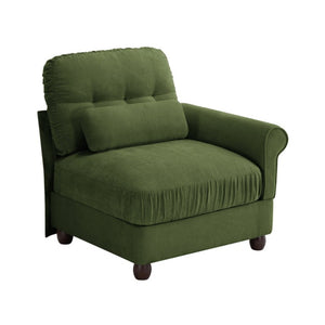 English Elm Melbourne Chenille Modular Sofa Tufted Back Ruffled Cushions Retro Living Room Green W714P541747