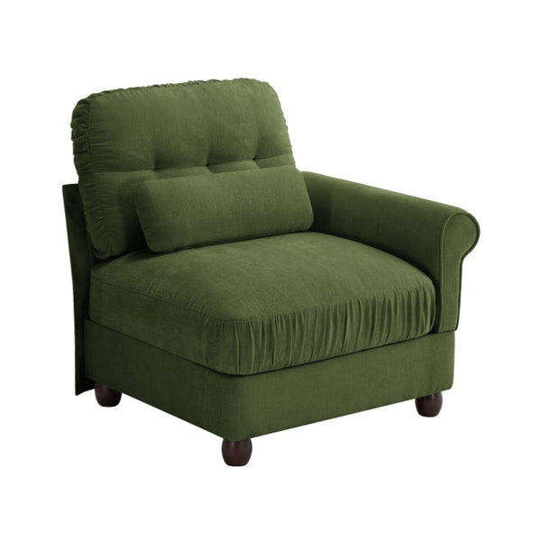English Elm Melbourne Chenille Modular Sofa Tufted Back Ruffled Cushions Retro Living Room Green W714P541747