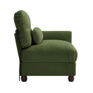 English Elm Melbourne Chenille Modular Sofa Tufted Back Ruffled Cushions Retro Living Room Green W714P541747