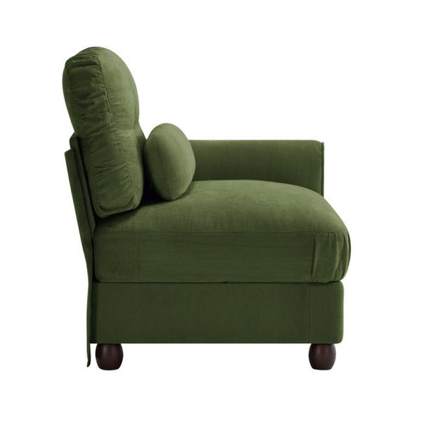 English Elm Melbourne Chenille Modular Sofa Tufted Back Ruffled Cushions Retro Living Room Green W714P541747