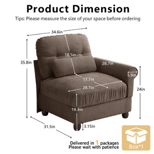 English Elm Melbourne Chenille Modular Sofa Tufted Retro Chic Style for Transitional Living Rooms Brown RSF Sofa W714P541748