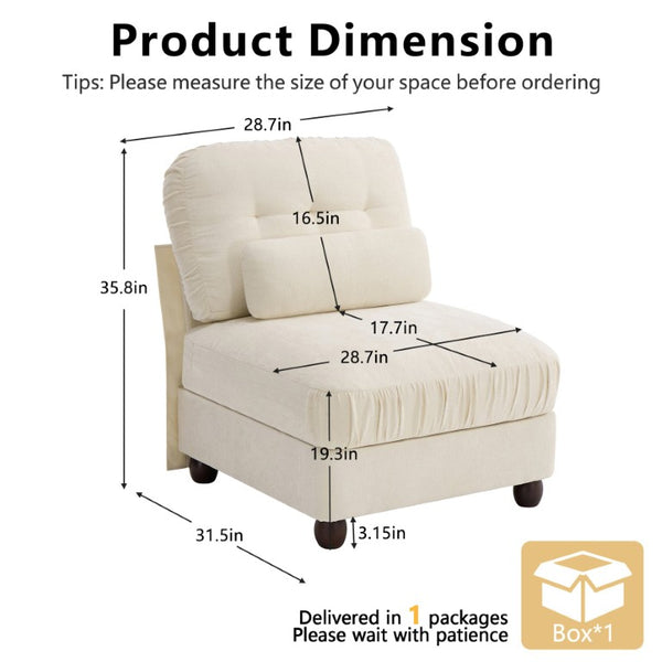 English Elm Melbourne Chenille Modular Sofa Tufted Retro Chic Style for Transitional Living Rooms Beige Armless Sofa W714P541752