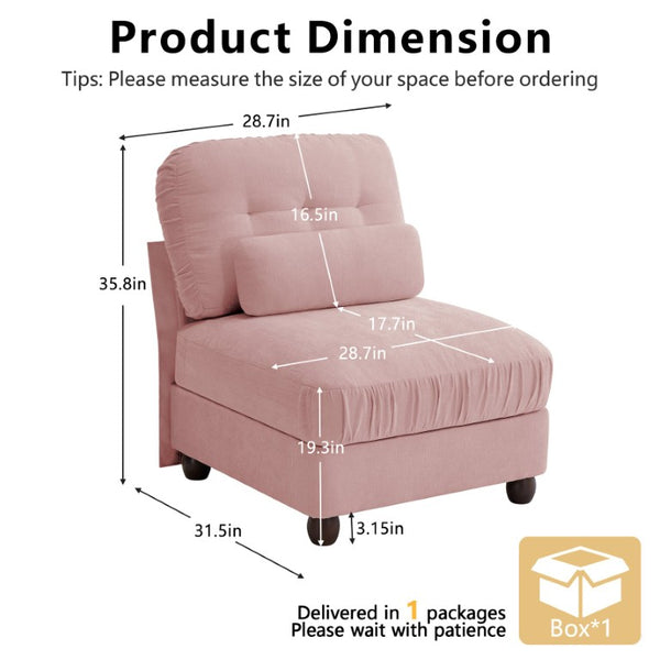 English Elm Melbourne Chenille Modular Sofa Tufted Retro Chic Style for Transitional Living Rooms Pink Armless Sofa W714P541756