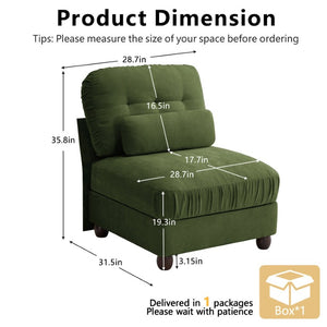 English Elm Melbourne Chenille Modular Sofa Tufted Retro Chic Style for Transitional Living Rooms Green Armless Sofa W714P541781