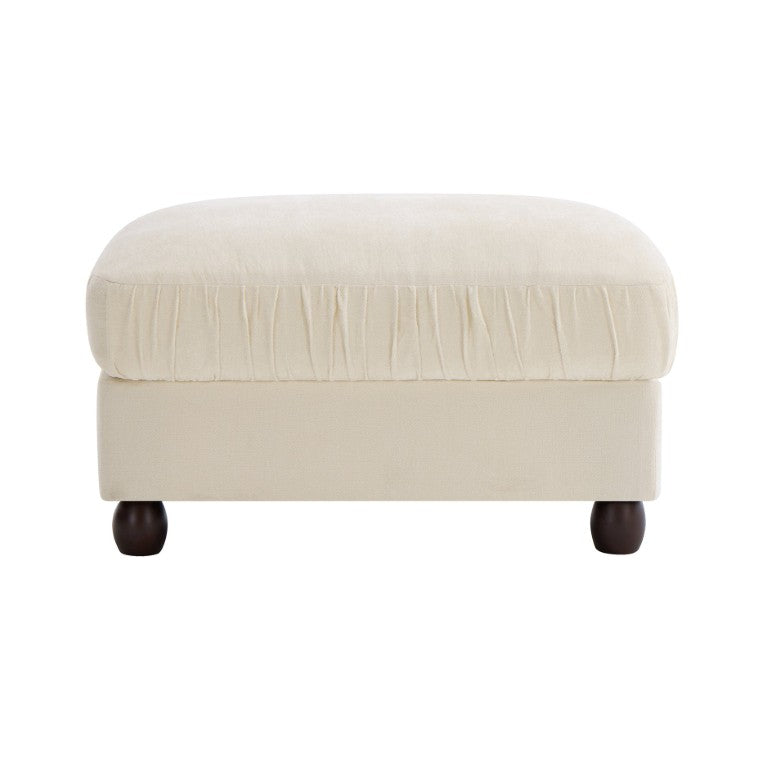 English Elm Melbourne Chenille Upholstered Ottoman Tufted Button Detail for Living Room Decor Beige W714P541785