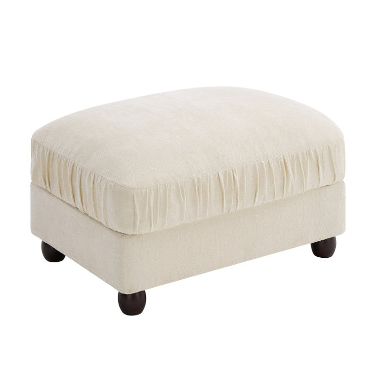English Elm Melbourne Chenille Upholstered Ottoman Tufted Button Detail for Living Room Decor Beige W714P541785