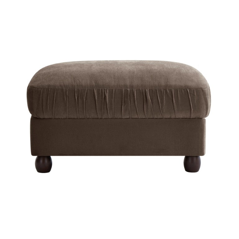 English Elm Melbourne Chenille Tufted Ottoman Ruffled Cushion Solid Wood Legs Retro Accent W714P541835