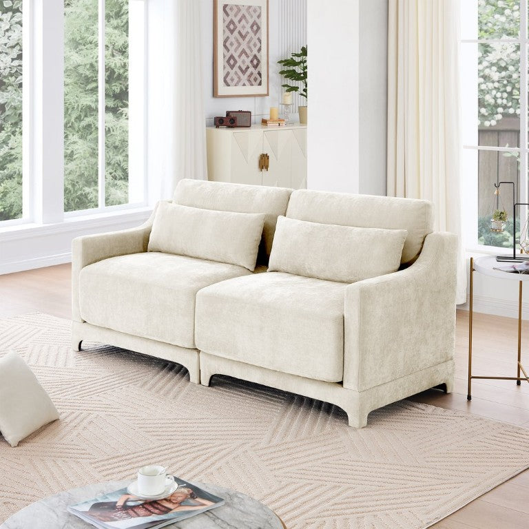 English Elm Two Seater Chenille Upholstered Sofa with Ergonomic Back Support for Modern Living Rooms W714S01193