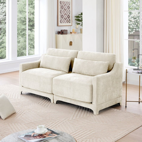 English Elm Two Seater Chenille Upholstered Sofa with Ergonomic Back Support for Modern Living Rooms W714S01193