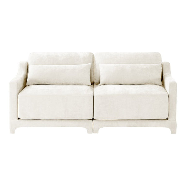 English Elm Two Seater Chenille Upholstered Sofa with Ergonomic Back Support for Modern Living Rooms W714S01193