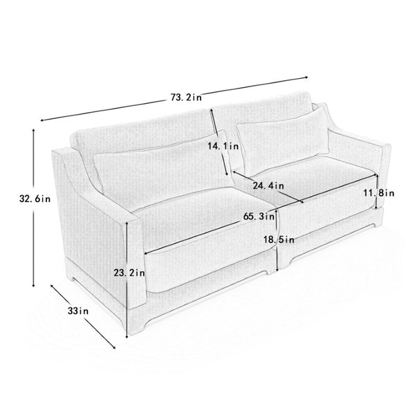 English Elm Two Seater Chenille Upholstered Sofa with Ergonomic Back Support for Modern Living Rooms W714S01193