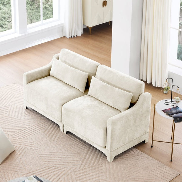English Elm Two Seater Chenille Upholstered Sofa with Ergonomic Back Support for Modern Living Rooms W714S01193