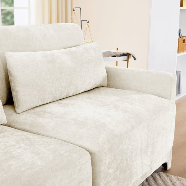 English Elm Two Seater Chenille Upholstered Sofa with Ergonomic Back Support for Modern Living Rooms W714S01193