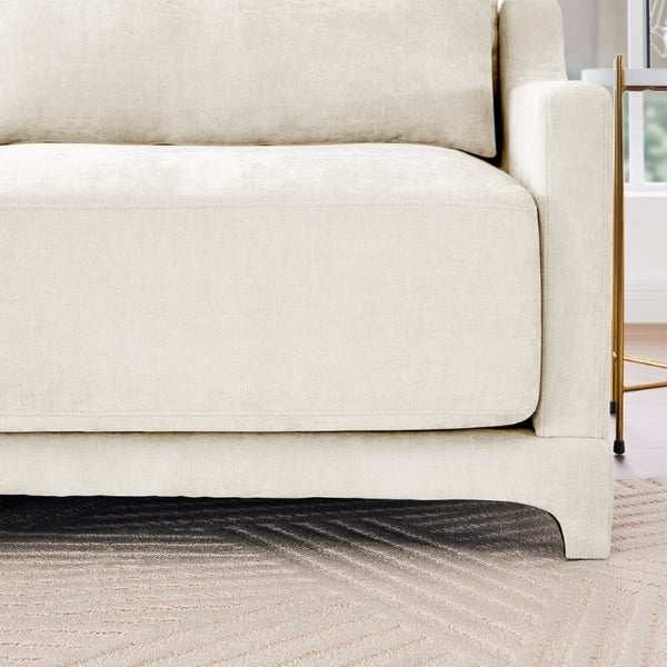 English Elm Two Seater Chenille Upholstered Sofa with Ergonomic Back Support for Modern Living Rooms W714S01193