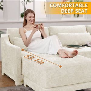 English Elm Two Seater Chenille Upholstered Sofa with Ergonomic Back Support for Modern Living Rooms W714S01193