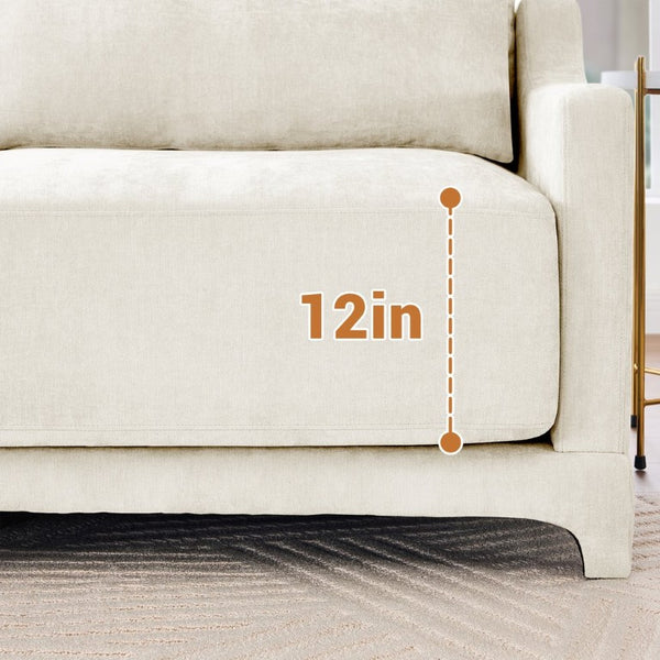 English Elm Two Seater Chenille Upholstered Sofa with Ergonomic Back Support for Modern Living Rooms W714S01193