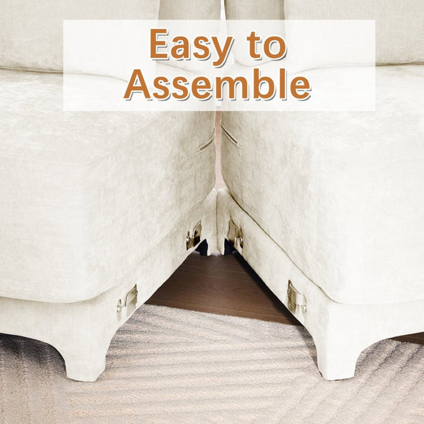 English Elm Two Seater Chenille Sofa with Ottoman and Lumbar Pillows for Modern Living Rooms W714S01194