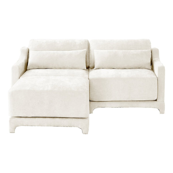 English Elm Two Seater Chenille Sofa with Ottoman and Lumbar Pillows for Modern Living Rooms W714S01194