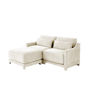 English Elm Two Seater Chenille Sofa with Ottoman and Lumbar Pillows for Modern Living Rooms W714S01194