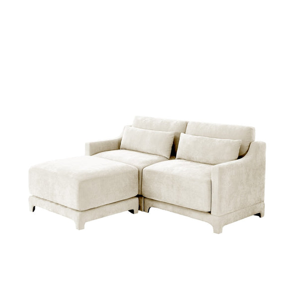 English Elm Two Seater Chenille Sofa with Ottoman and Lumbar Pillows for Modern Living Rooms W714S01194