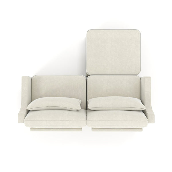 English Elm Two Seater Chenille Sofa with Ottoman and Lumbar Pillows for Modern Living Rooms W714S01194