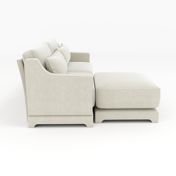 English Elm Two Seater Chenille Sofa with Ottoman and Lumbar Pillows for Modern Living Rooms W714S01194