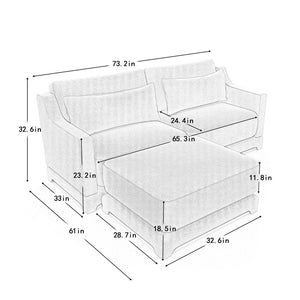 English Elm Two Seater Chenille Sofa with Ottoman and Lumbar Pillows for Modern Living Rooms W714S01194
