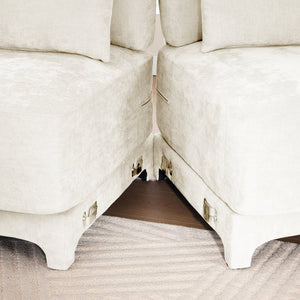 English Elm Two Seater Chenille Sofa with Ottoman and Lumbar Pillows for Modern Living Rooms W714S01194