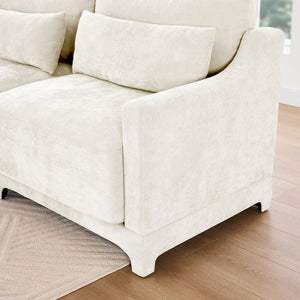 English Elm Two Seater Chenille Sofa with Ottoman and Lumbar Pillows for Modern Living Rooms W714S01194