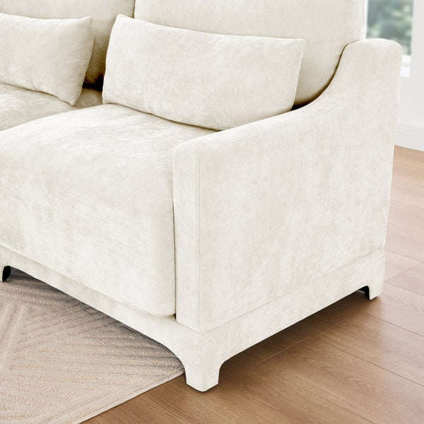 English Elm Two Seater Chenille Sofa with Ottoman and Lumbar Pillows for Modern Living Rooms W714S01194