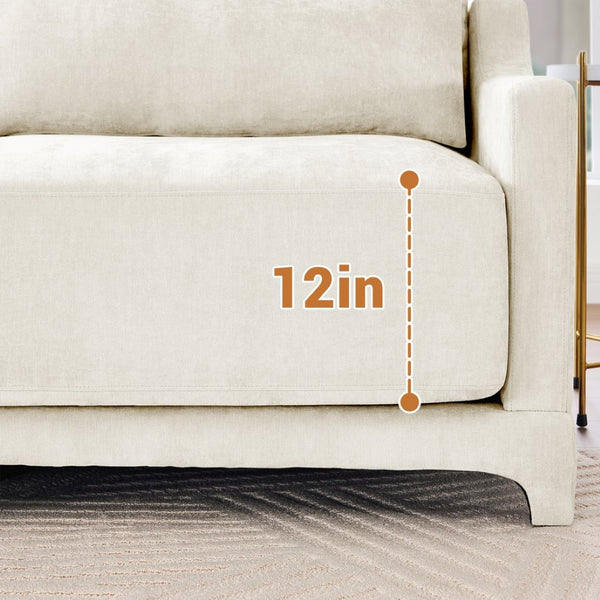 English Elm Two Seater Chenille Sofa with Ottoman and Lumbar Pillows for Modern Living Rooms W714S01194