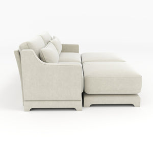 English Elm Two Seater Chenille Sofa with Ottomans Lumbar Pillows Tufted Arms Living Room W714S01195