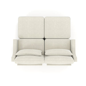 English Elm Two Seater Chenille Sofa with Ottomans Lumbar Pillows Tufted Arms Living Room W714S01195