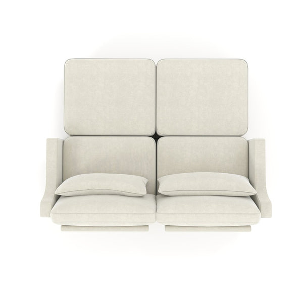 English Elm Two Seater Chenille Sofa with Ottomans Lumbar Pillows Tufted Arms Living Room W714S01195