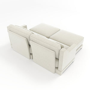 English Elm Two Seater Chenille Sofa with Ottomans Lumbar Pillows Tufted Arms Living Room W714S01195