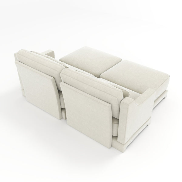 English Elm Two Seater Chenille Sofa with Ottomans Lumbar Pillows Tufted Arms Living Room W714S01195