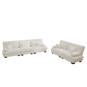 English Elm A Cloud Soft Chenille Modular Sectional Set with Deep Seats and Bolster Armrests White W714S01814