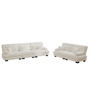 English Elm A Cloud Soft Chenille Modular Sectional Set with Deep Seats and Bolster Armrests White W714S01814