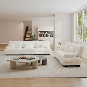 English Elm A Cloud Soft Chenille Modular Sectional Set with Deep Seats and Bolster Armrests White W714S01814