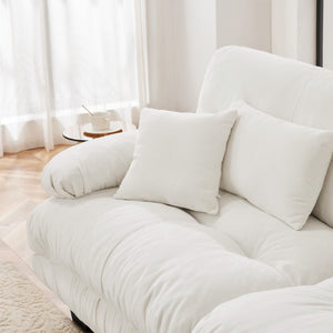 English Elm A Cloud Soft Chenille Modular Sectional Set with Deep Seats and Bolster Armrests White W714S01814