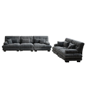 English Elm A Cloud-Soft Chenille Modular Sofa Set with Deep Seats and Plush Bolster Armrests Gray W714S01820