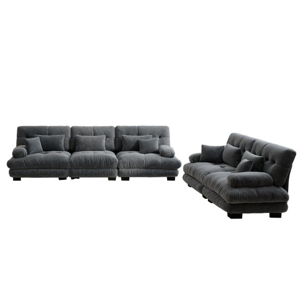 English Elm A Cloud-Soft Chenille Modular Sofa Set with Deep Seats and Plush Bolster Armrests Gray W714S01820