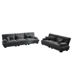 English Elm A Cloud-Soft Chenille Modular Sofa Set with Deep Seats and Plush Bolster Armrests Gray W714S01820