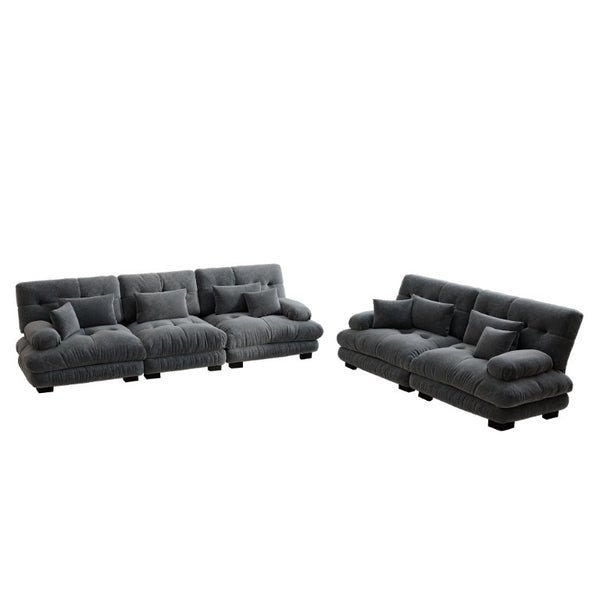 English Elm A Cloud-Soft Chenille Modular Sofa Set with Deep Seats and Plush Bolster Armrests Gray W714S01820