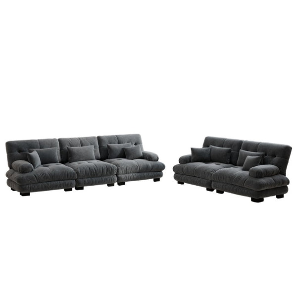 English Elm A Cloud-Soft Chenille Modular Sofa Set with Deep Seats and Plush Bolster Armrests Gray W714S01820