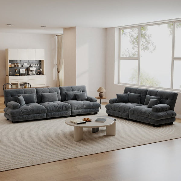 English Elm A Cloud-Soft Chenille Modular Sofa Set with Deep Seats and Plush Bolster Armrests Gray W714S01820