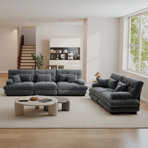 English Elm A Cloud-Soft Chenille Modular Sofa Set with Deep Seats and Plush Bolster Armrests Gray W714S01820