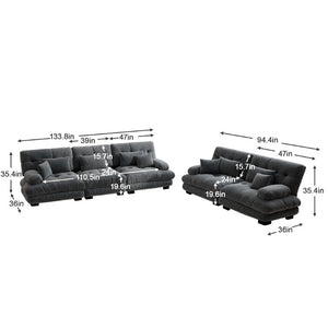 English Elm A Cloud-Soft Chenille Modular Sofa Set with Deep Seats and Plush Bolster Armrests Gray W714S01820