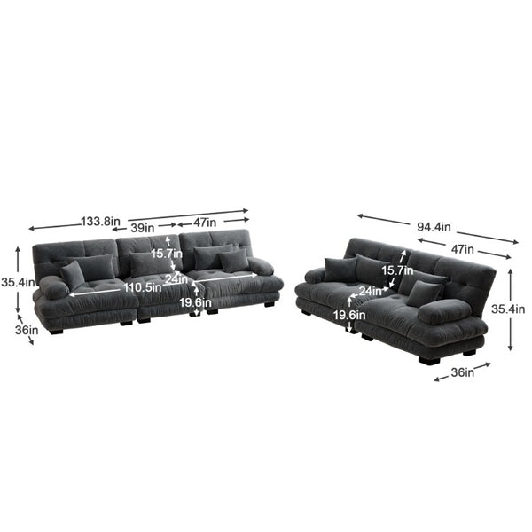 English Elm A Cloud-Soft Chenille Modular Sofa Set with Deep Seats and Plush Bolster Armrests Gray W714S01820